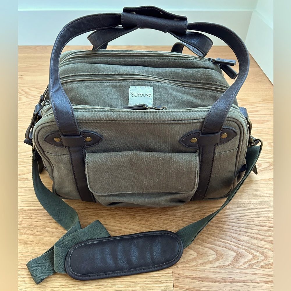 SoYoung Charlie Canvas Diaper Bag - Army Green